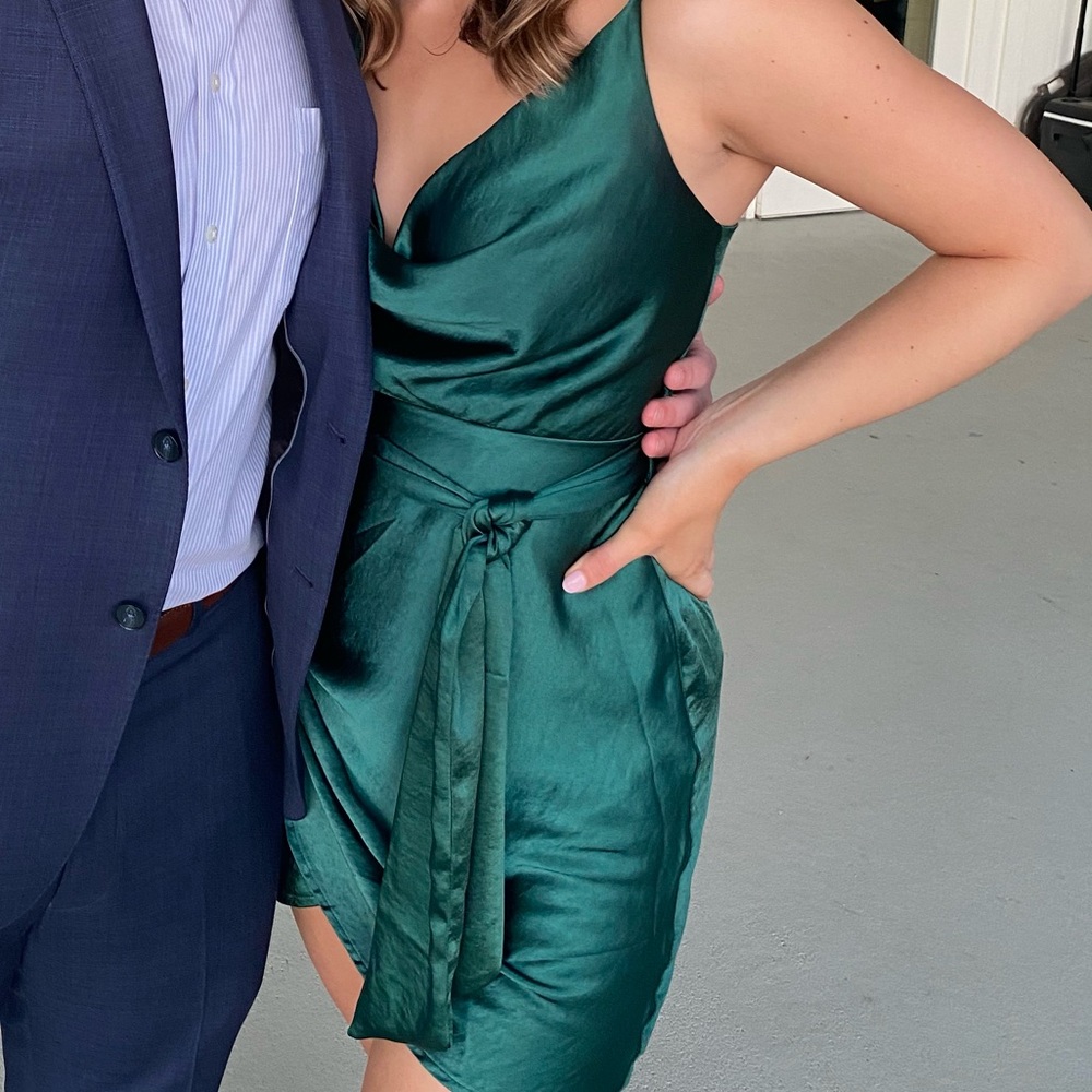 Hello Molly Green Cocktail Satin Dress